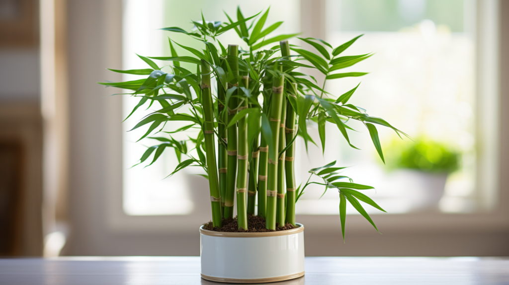 фото: вазон на столі – кімнатні рослини