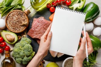 фото: продукти і записник – правильне харчування