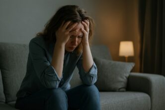 жінка тримає голову руками – травматичні спогади