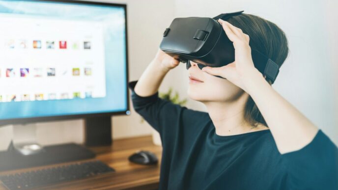 фото: дівчина у VR-окулярах – можливості VR-окулярів