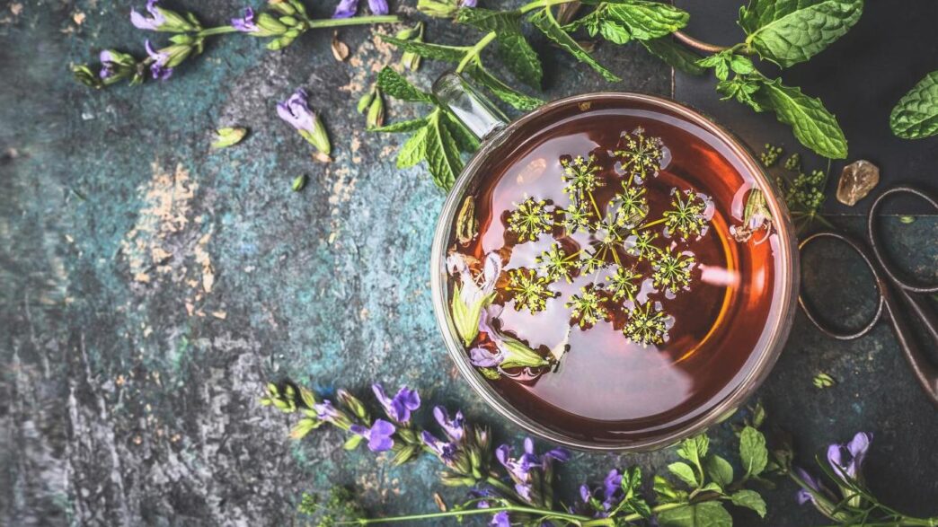 фото: травʼяний чай у чашці