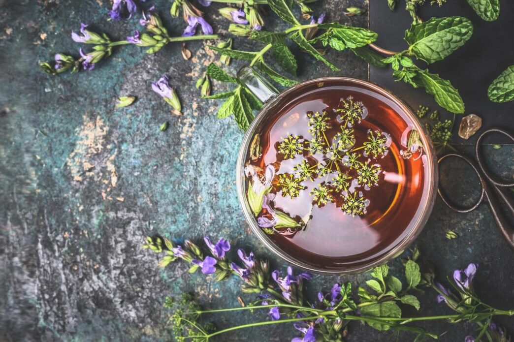 фото: травʼяний чай у чашці