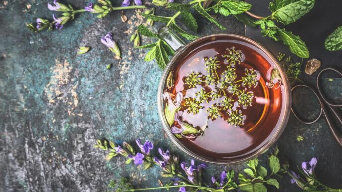 фото: травʼяний чай у чашці