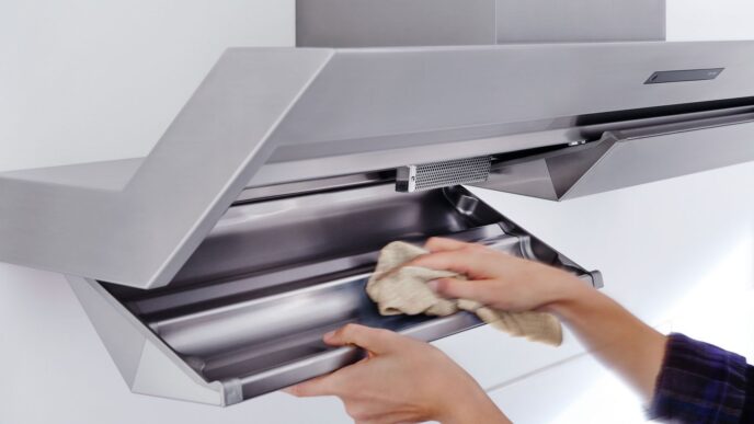 фото: миття витяжки на кухні – догляд за технікою