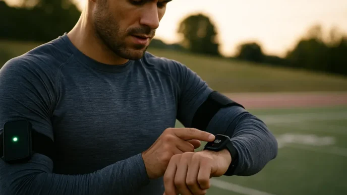 фото: чоловік біжить зі смартгодинником – Wearable-технології