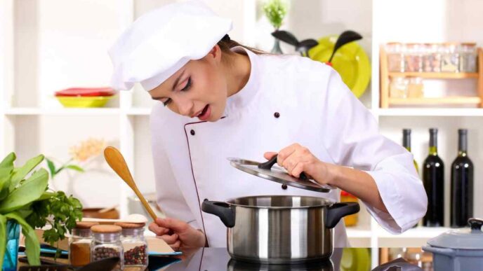 фото: жінка-кухар на кухні – кулінарні хитрощі