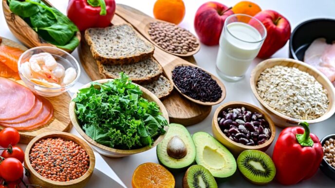 фото: овочі та корисні продукти на столі — ілюстрація здорового харчування для довголіття